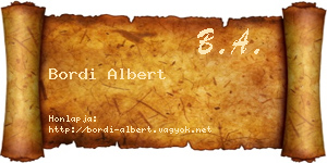 Bordi Albert névjegykártya